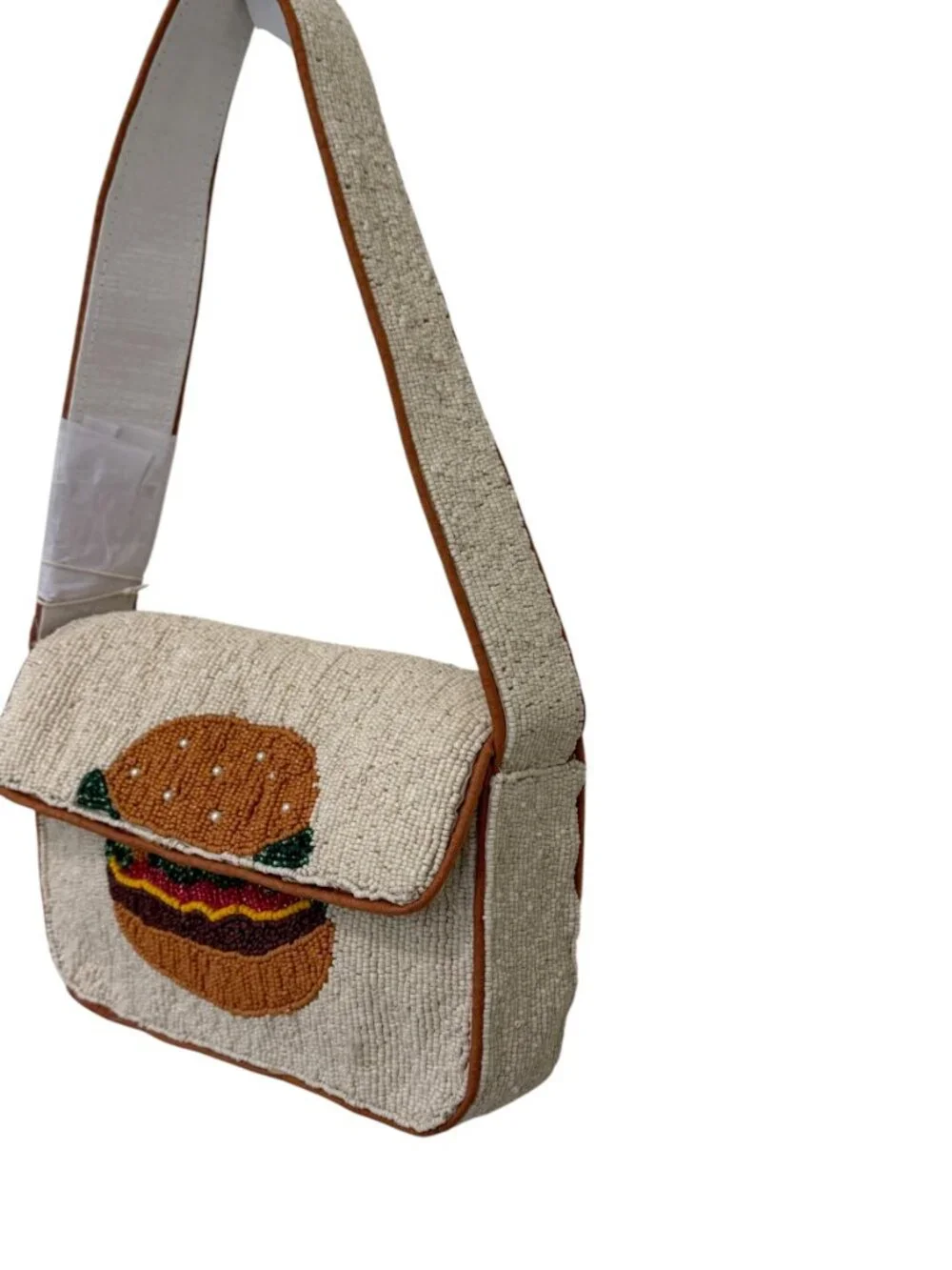 Sol and Mer Hamburger French Fries Burger Beaded Bag Handmade India NWT